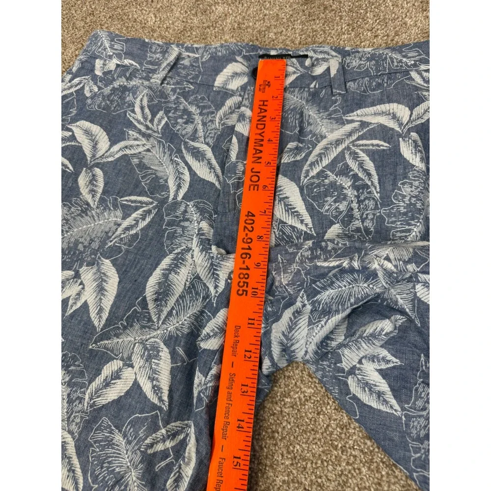 Banana Republic Aiden Shorts Mens 34 Blue White Tropical‎ Linen Cotton Coastal